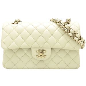 CHANEL Matelasse 23 A01113 Double Flap Chain Shoulder Bag in Ivory Caviar Ski...